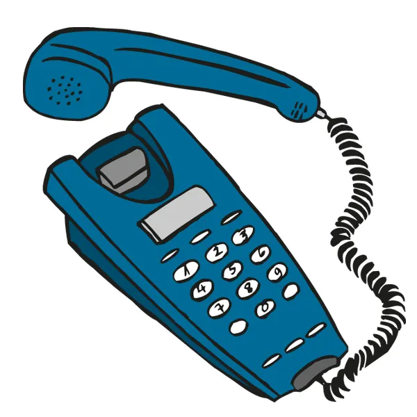 Illustration: Ein Telefon. Der Hörer ist abgenommen.